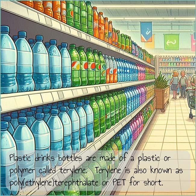 plastic drinks bottles are made of a polymer called PET